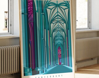 Canterbury Cathedral Art Print: England Travel Poster