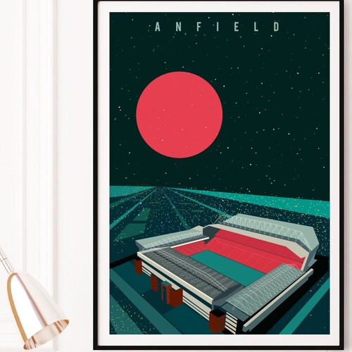 Liverpool FC Anfield by Night Art Print Poster Liverpool Etsy UK