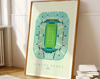 Lámina artística de la cancha central de Wimbledon: regalos de tenis de Londres