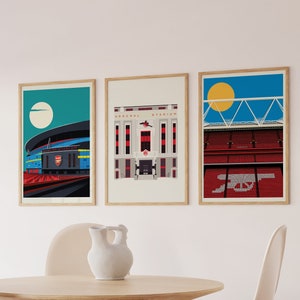 Exclusive Arsenal FC Stadium Art Bundle - Emirates & Highbury Prints + Cards. Perfect Gunners Gifts, Arsenal Gallery Décor