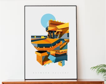 Brutalist London: Hayward Gallery London Architecture Art Print, Illustrated - Matte and Giclee Art Prints in A3 or A2 sizes. Wall Art.