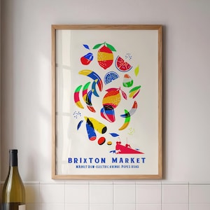London Brixton Market Art Print - London Brixton Illustrated Poster. South London Prints - Gifts for Londoners - Housewarming Gifts