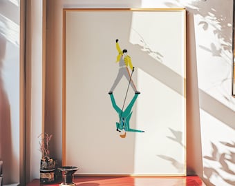 The Queen and Duke - A Freddie Bowie inspired Art Print, Music Art Posters, London Prints, Dorm Room Posters, Gallery Wall Art, Rock n Roll