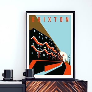 Brutalist London Southwyck House Brixton. Illustrated Poster Art Print Matte and Giclee prints. Architecture Prints of London. Wall art. image 1