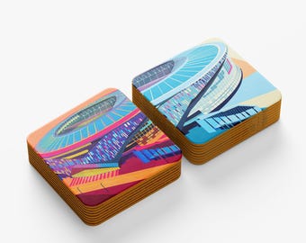 Tottenham Stadium Coaster Set: Modern Graphic Print, Football Fan Gift