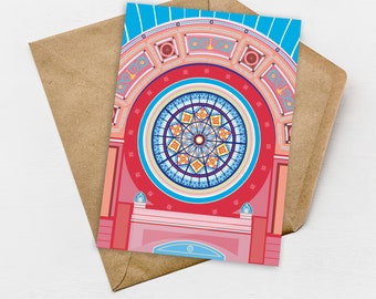 London Mini Greeting Cards of the Alexandra Palace Rose Window. Ally Pally Cards. Any occasion cards. A6 size and Free UK shipping