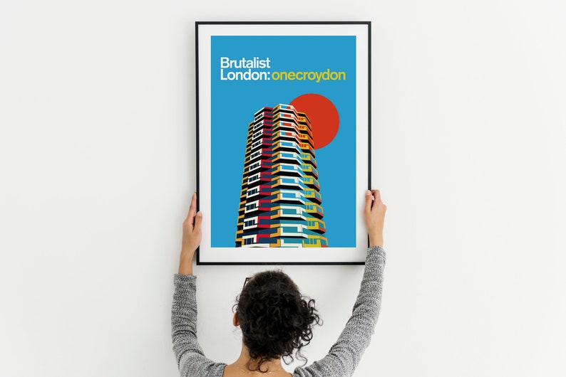 Brutalist London One Croydon Illustrated Poster Art Print. Matte and Giclee prints. Architecture Prints of London. Housewarming gifts image 5