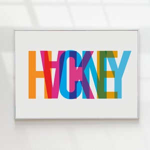 Hackney London Typography Poster: Colorful Giclee Art Print
