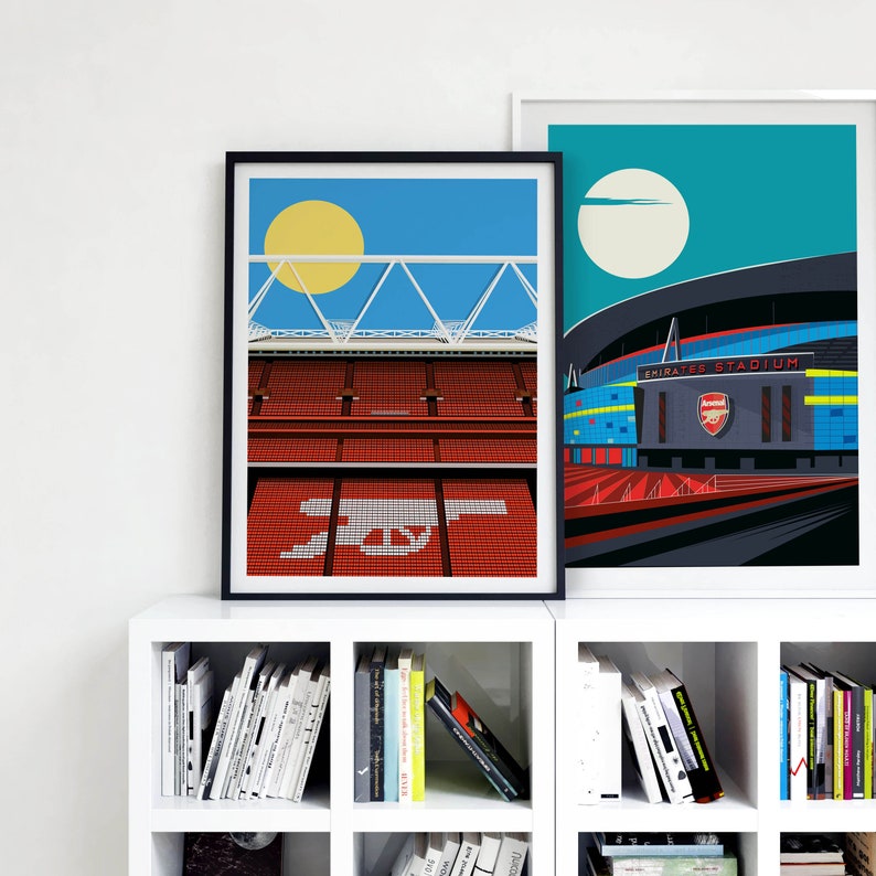 Exclusive Arsenal FC Stadium Art Bundle - Emirates & Highbury Prints + Cards. Perfect Gunners Gifts, Arsenal Gallery Décor