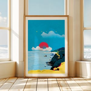 Wales Coast Giclee Art Print: Dramatic Seaside Illustration