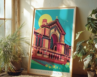 Alexandra Palace Art Print: London Illustration, Ally Pally Summer London Print, Gallery Wall Art, Living Room Wall Art, London Travel Print