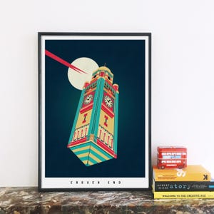 The Crouch End Clock Tower Illustrated poster print Giclee Art Prints Housewarming Gifts Gifts for architects Prints of London image 2