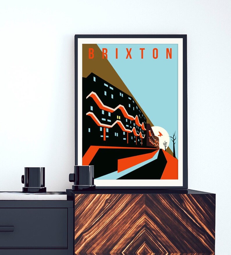 Brutalist London Southwyck House Brixton. Illustrated Poster Art Print Matte and Giclee prints. Architecture Prints of London. Wall art. image 1