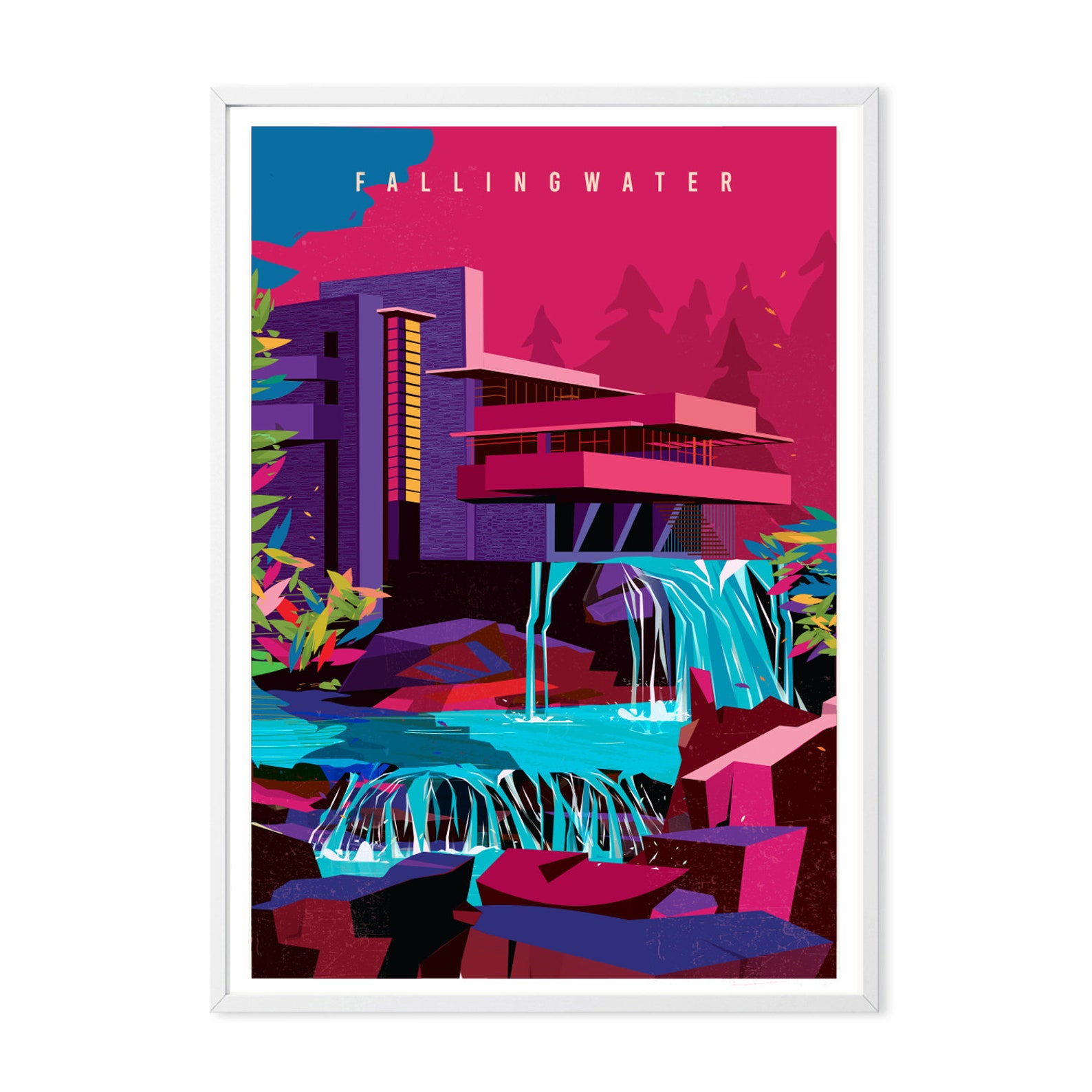 Fallingwater Art Print: Frank Lloyd Wright Modernist Architecture - Etsy UK