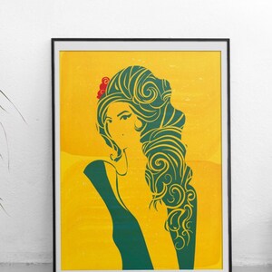 Amy Winehouse Retro: Tears dry on their own Illustration poster, Matte and Giclee Art Prints in A3 or A2 sizes. Wall Art, Home Decor image 4