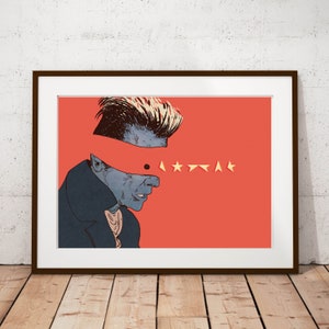 The Lost Star - Illustrated Poster Print inspired by David Bowie, Music Prints, London Prints, Gifts for David Bowie fans