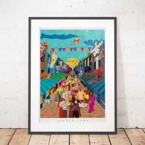 Camden Market London Print The Curious Creatures of Camden Town. Illustrated poster, matte, Giclee Prints. Wall Art, London Poster image 1