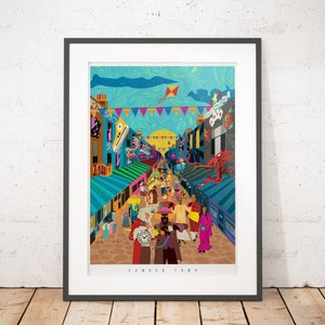 Camden Market London Print - The Curious Creatures of Camden Town. Illustrated poster, matte, Giclee Prints. Wall Art, London Poster