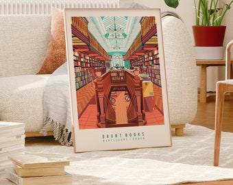 Daunt Books London Art Print, Book Store Poster, Book Shop Print, Gift for Book Lovers, Library Art Print, Gifts for her