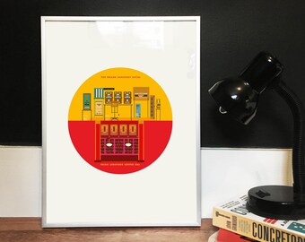 Grand Budapest Hotel Print: Illustrated Movie Poster, Giclee Fine Art