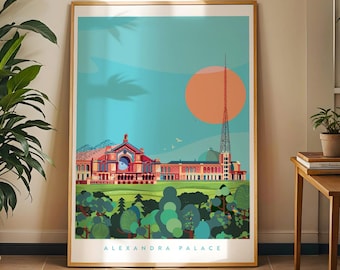 Alexandra Palace Art Print: Palace from the Hills, Ally Pally London Print, Gallery Wall Art, Living Room Wall Art, London Travel Print