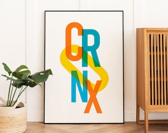 Cronx Croydon Typography Poster, Bright Matte, Giclee Art Prints. South London, Wall Art, Home Decor, Graphic Art Prints, Study Art Prints