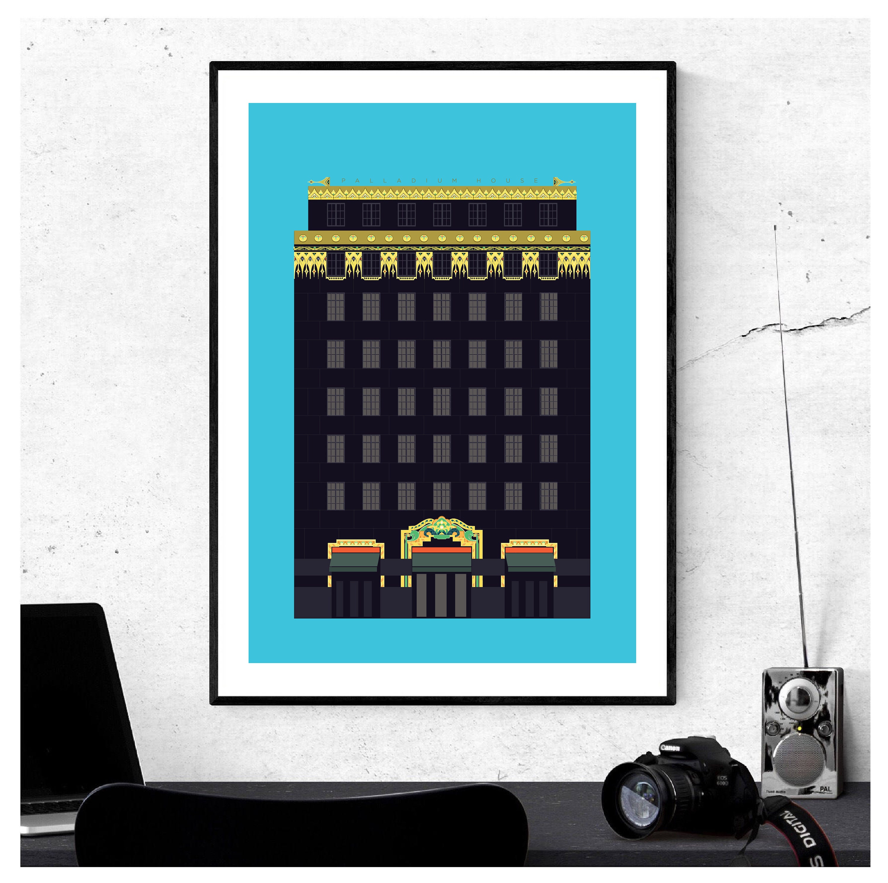 The Palladium House or Ideal House - Art Deco London Illustrated art print - Matte, Giclee Art Prints. Gifts for Architects - London Prints