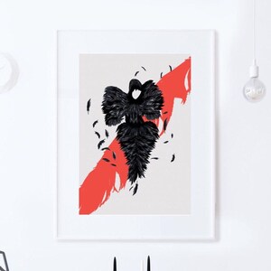 The Black Beauty: Alexander McQueen Illustration poster print. Matte and Giclee Art Prints in A3 or A2 sizes. Wall Art, London Prints image 2