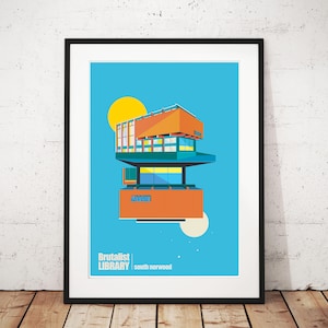 Brutalist Library Art Print, South Norwood London. Architecture Art Print, Croydon Art Prints, Modernist Art Prints, London Art Prints.