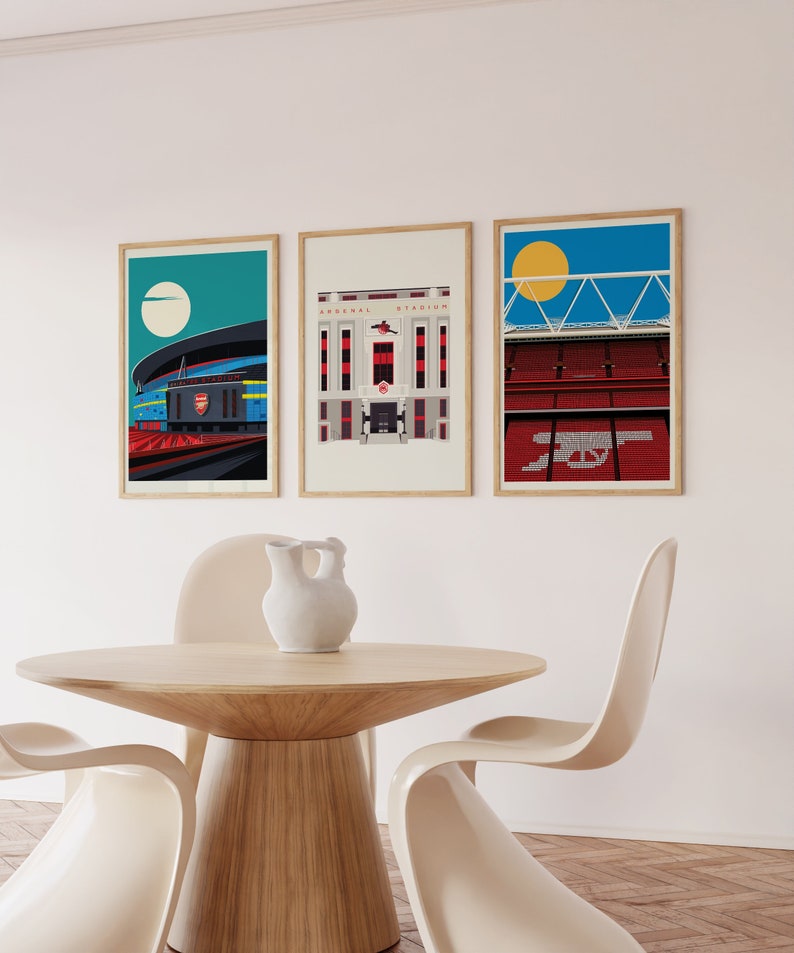 Exclusive Arsenal FC Stadium Art Bundle - Emirates & Highbury Prints + Cards. Perfect Gunners Gifts, Arsenal Gallery Décor