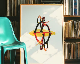 Led Zeppelin inspired Art Print. A Whole Lotta Love Poster, Gifts for Music Lovers, Minimal Music Prints Rock n Roll Poster
