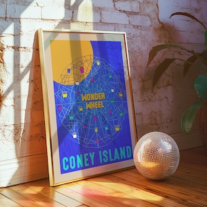 Coney Island Wonder Wheel Art Print: New York Illustrated Giclee Poster