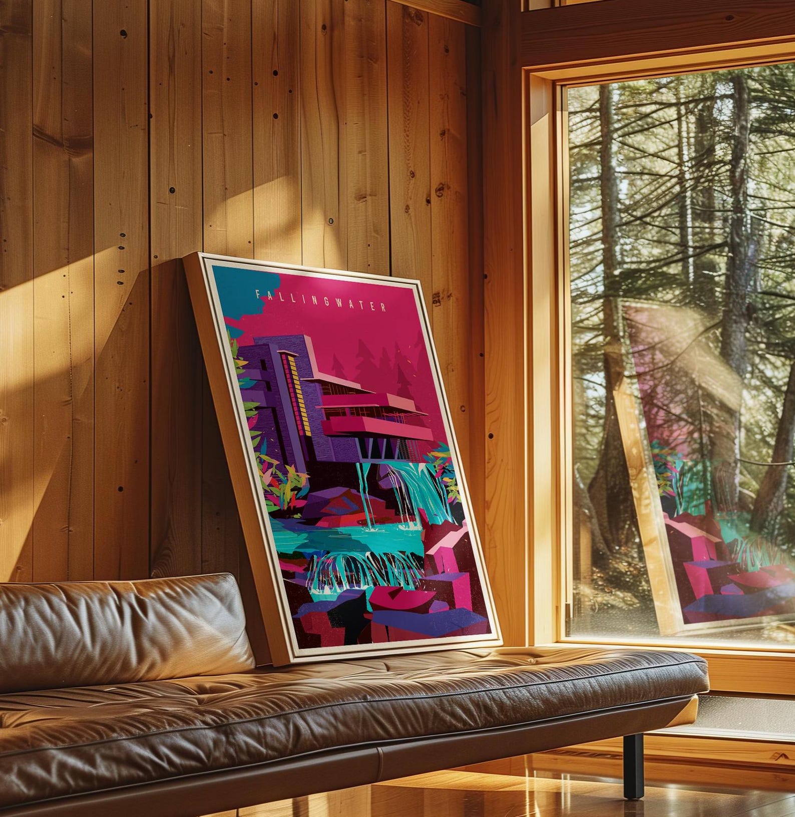 Fallingwater Art Print: Frank Lloyd Wright Modernist Architecture - Etsy UK