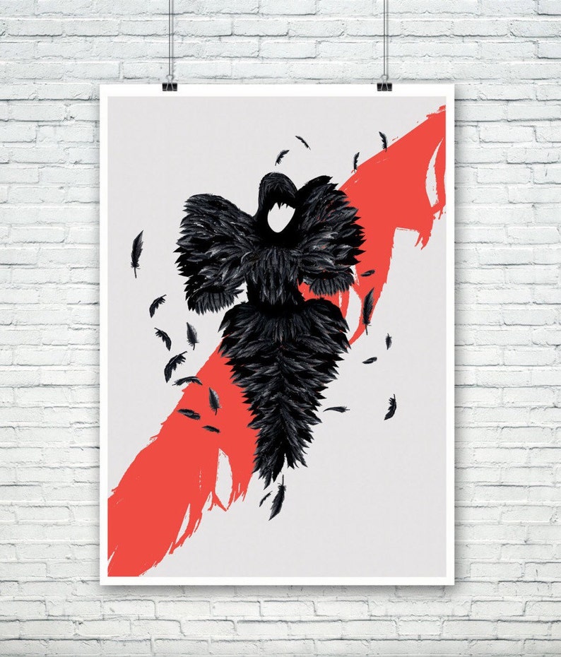 The Black Beauty: Alexander McQueen Illustration poster print. Matte and Giclee Art Prints in A3 or A2 sizes. Wall Art, London Prints image 3