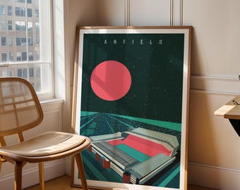 Anfield Stadium Art Print, Anfield by Night, Liverpool football Fan Art, Sports Art, Liverpool Stadium Architecture, Gifts for him