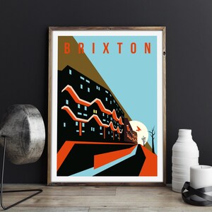 Brutalist London Southwyck House Brixton. Illustrated Poster Art Print Matte and Giclee prints. Architecture Prints of London. Wall art. image 3