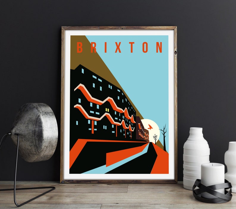 Brutalist London Southwyck House Brixton. Illustrated Poster Art Print Matte and Giclee prints. Architecture Prints of London. Wall art. image 3