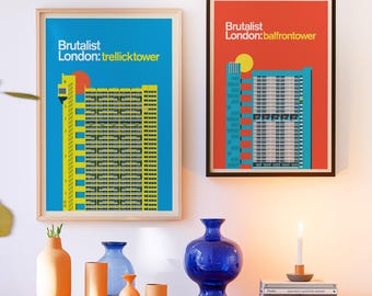 Brutalist London Art Prints: Trellick & Balfron Towers