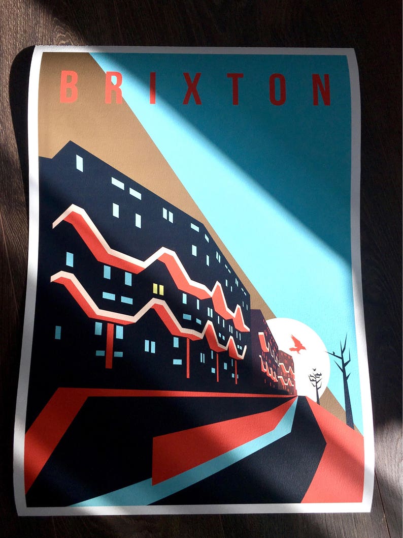 Brutalist London Southwyck House Brixton. Illustrated Poster Art Print Matte and Giclee prints. Architecture Prints of London. Wall art. image 5