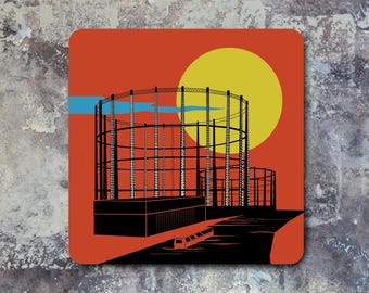 Hackney Lonson Gasholder Coasters, Cork-Backed, London Architecture (single coaster)