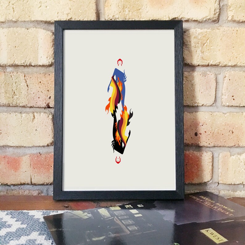 David Bowie Inspired Art Print. Flaming Ziggy. Matte and Giclee Art Posters. Gifts for music lovers Gifts for him Housewarming gifts image 4