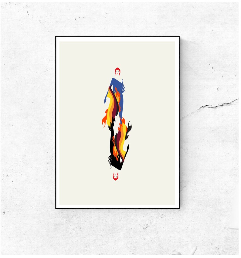 David Bowie Inspired Art Print. Flaming Ziggy. Matte and Giclee Art Posters. Gifts for music lovers Gifts for him Housewarming gifts image 3