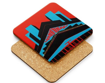 Brutalist National Theatre Coaster, London Architecture, Cork-Backed