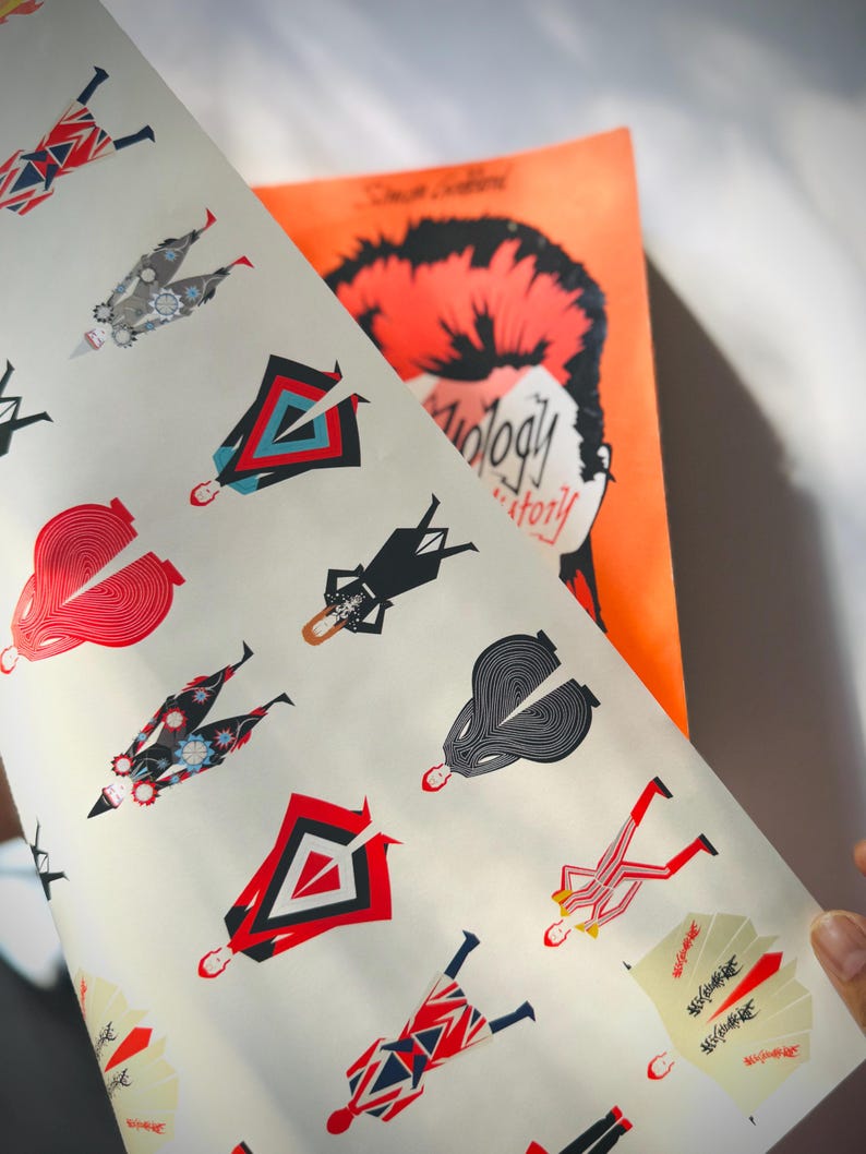 David Bowie Gift Wrap Sheet, Set of 3, 50 x 70cm size, Rolled wrapping sheets. Christmas Wrapping, Bowie Gifts, music themed gift wrap image 3