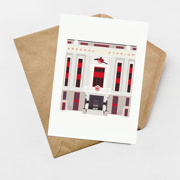 Arsenal Highbury Mini Greeting Cards. Art Deco Highbury Stadium Cards. London Housewarming cards. Birthday Cards. A6 size Free UK shipping