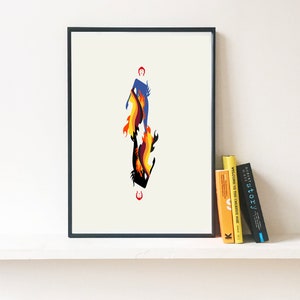 David Bowie Inspired Art Print. Flaming Ziggy. Matte and Giclee Art Posters. Gifts for music lovers Gifts for him Housewarming gifts image 2