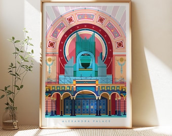 The Grand Organ, Alexandra Palace Art Print: London Illustration, Ally Pally Art, London Palace Prints, Living Room Wall Art, Music Prints