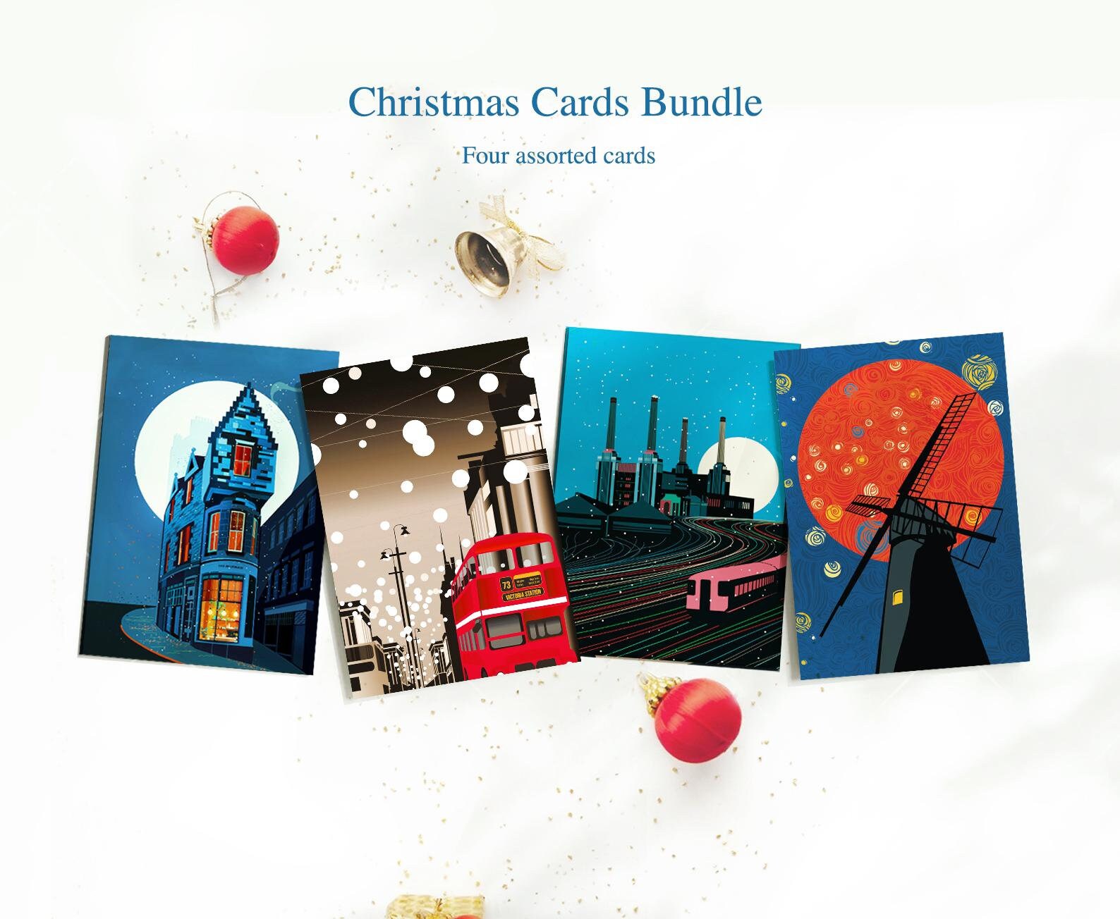 London Christmas Cards: Winter Cityscapes, Set of 4