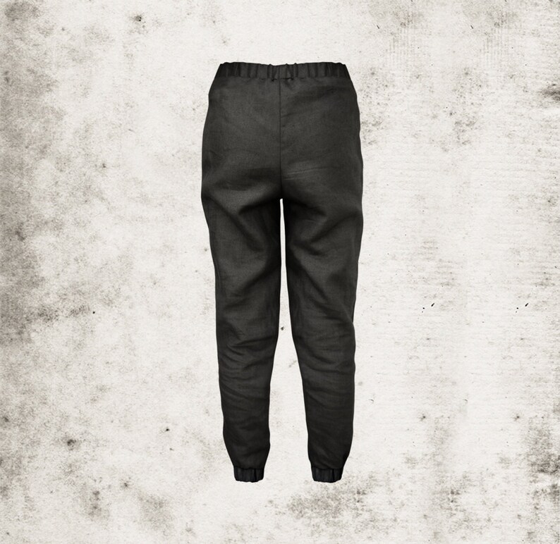 Dark Linen Trouser with Raw Edge Pocket