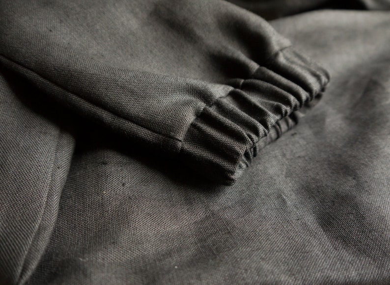 Dark Linen Trouser with Raw Edge Pocket